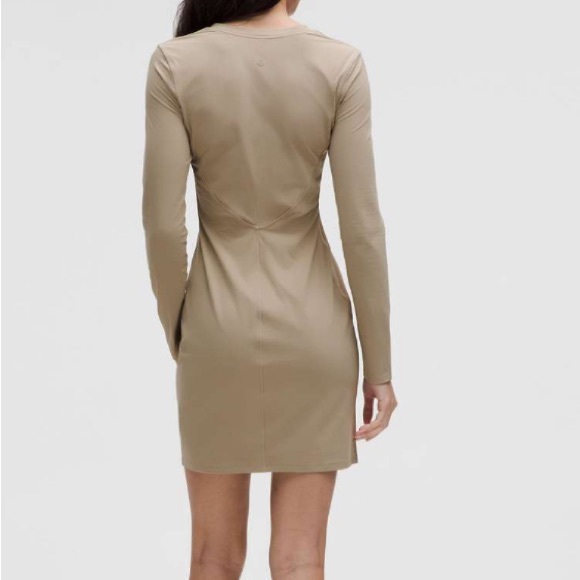 Dresses & Skirts - Lululemon All Aligned Ribbed Long-Sleeve Henley Dress Sheer Oak Size 6